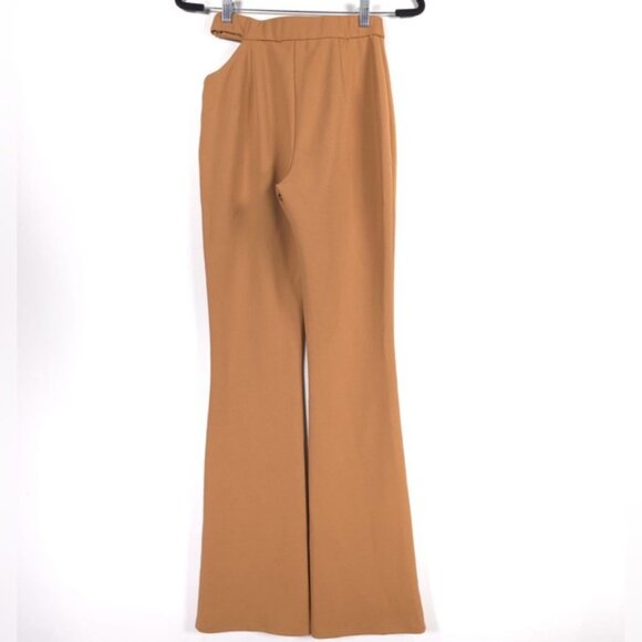 MICHAEL COSTELLO x REVOLVE Tory Pants Flare Cut Out Side Caramel Brown SMALL - Picture 5 of 9